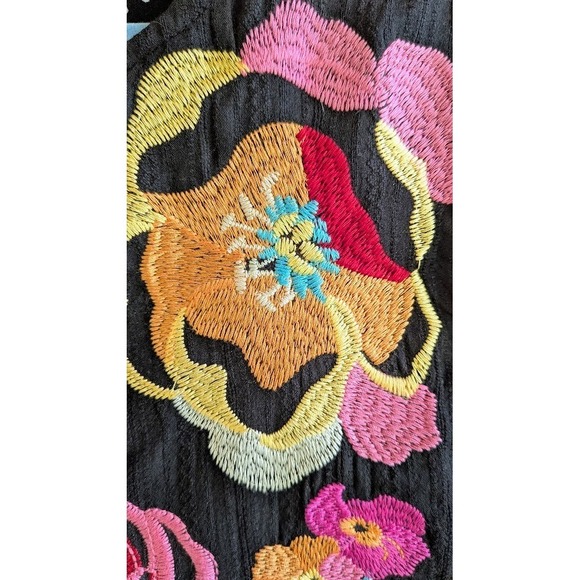 Savanna Jane Womens Top 2X Embroidered Floral Flowy Boho Peasant Country Hippie - Picture 3 of 7